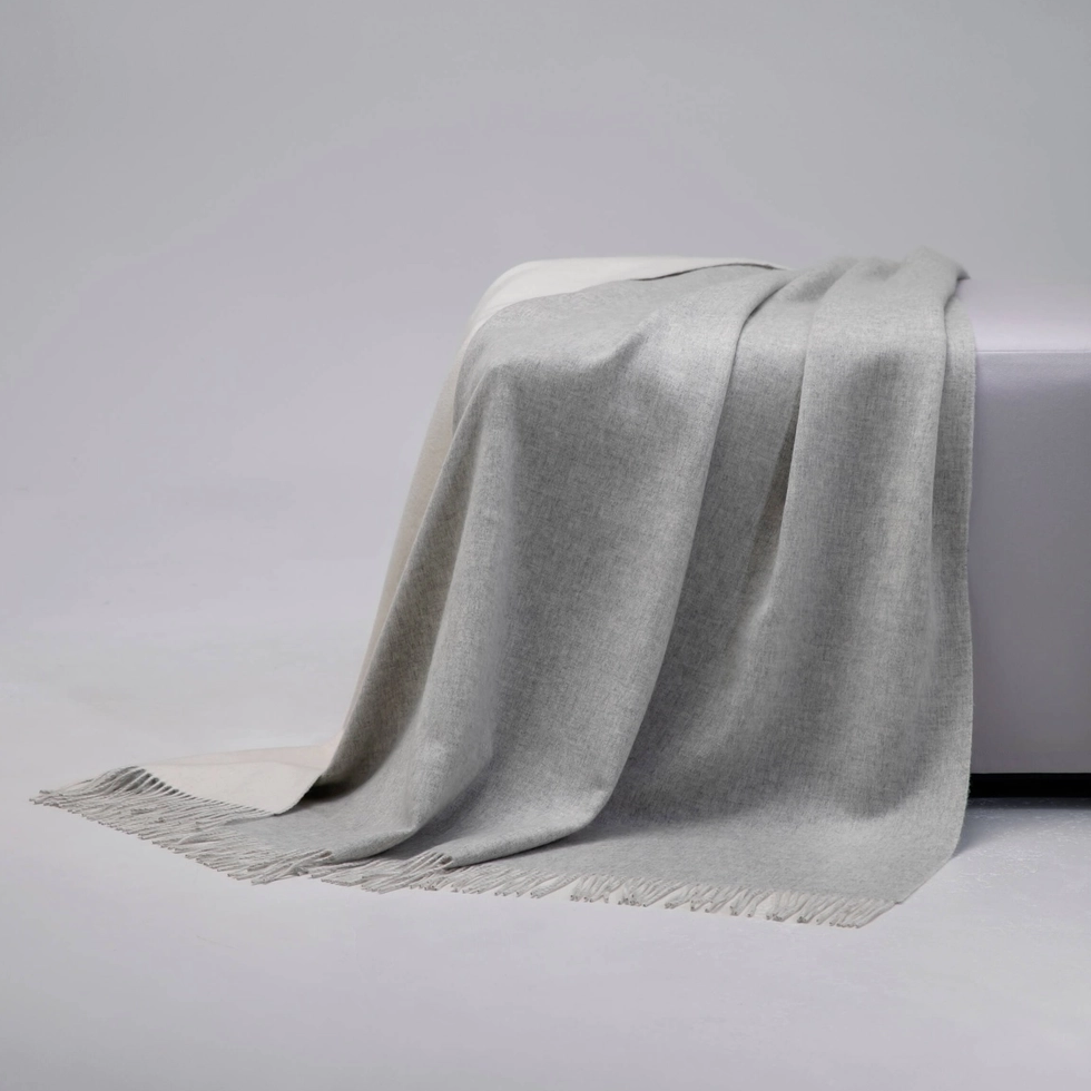 Reversible Cashmere Bed Throw